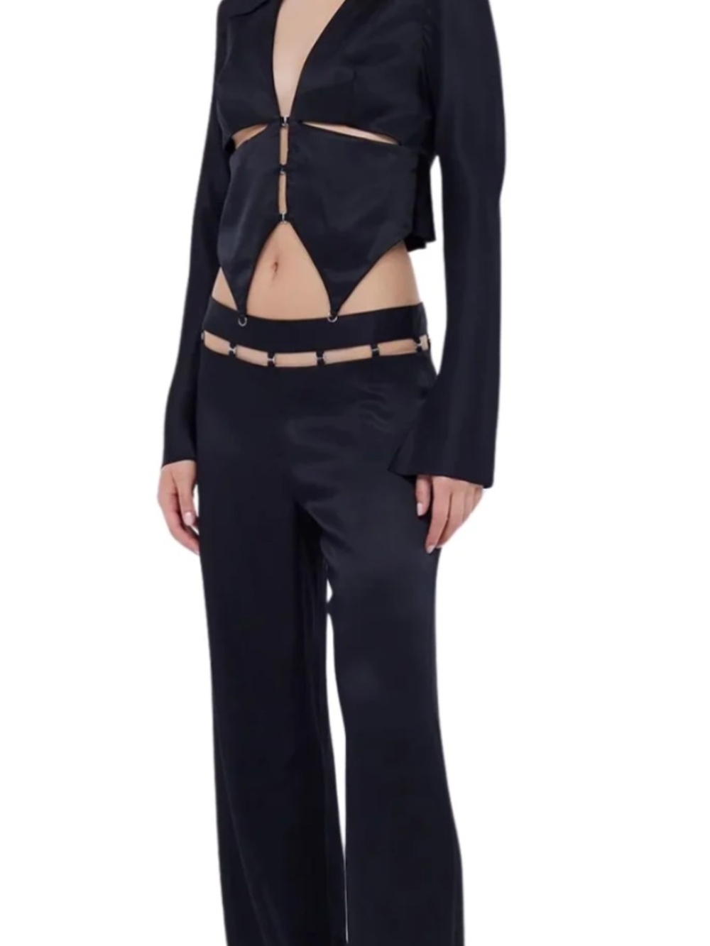Bec + Bridge Black Low-Rise Cutout Pants